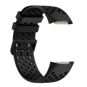 For Fitbit Charge 6 Solid Color Breathable Sports Silicone Watch Band(Black)