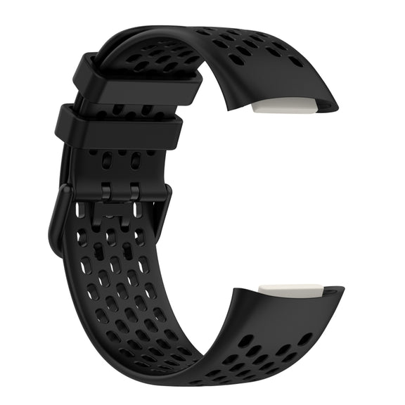 For Fitbit Charge 6 Solid Color Breathable Sports Silicone Watch Band(Black)