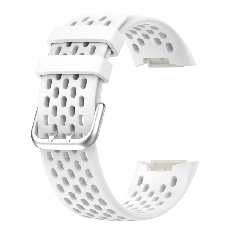 For Fitbit Charge 6 Solid Color Breathable Sports Silicone Watch Band(White)