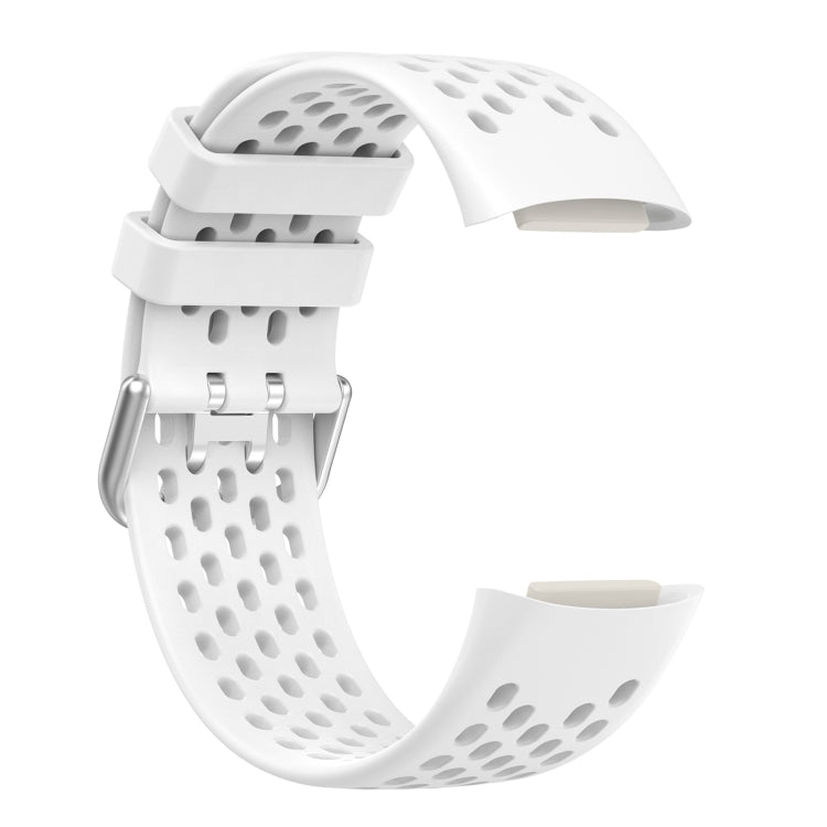 For Fitbit Charge 6 Solid Color Breathable Sports Silicone Watch Band(White)