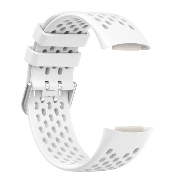 For Fitbit Charge 6 Solid Color Breathable Sports Silicone Watch Band(White)