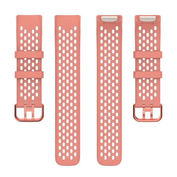 For Fitbit Charge 6 Solid Color Breathable Sports Silicone Watch Band(Pink)