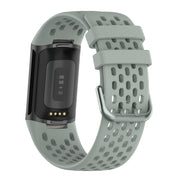 For Fitbit Charge 6 Solid Color Breathable Sports Silicone Watch Band(Gray)