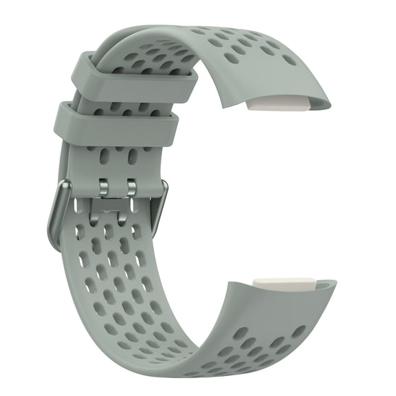 For Fitbit Charge 6 Solid Color Breathable Sports Silicone Watch Band(Gray)