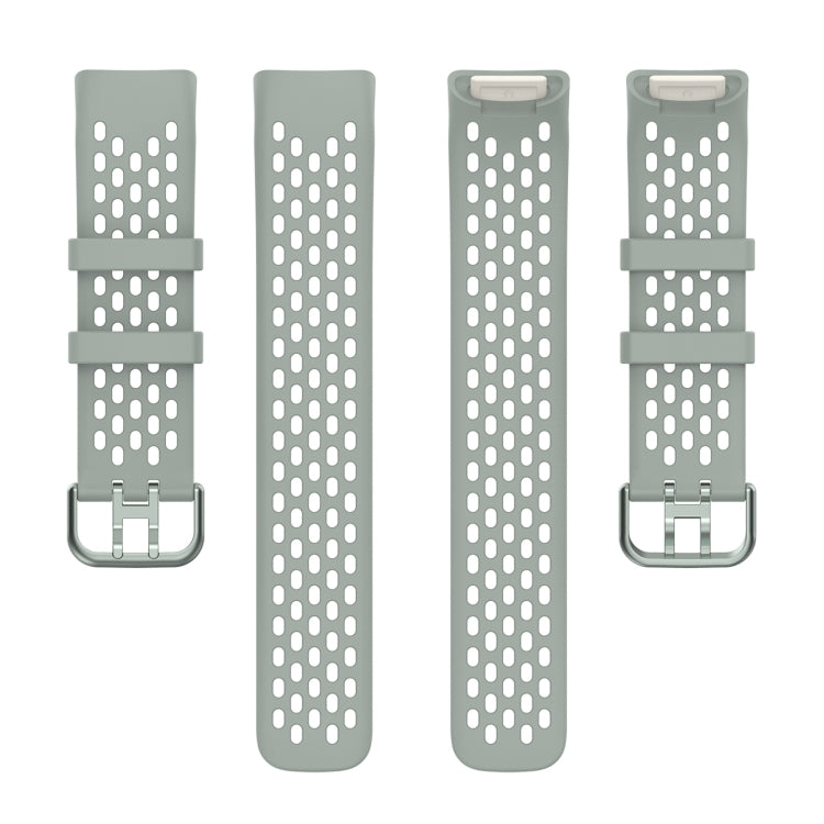 For Fitbit Charge 6 Solid Color Breathable Sports Silicone Watch Band(Gray)