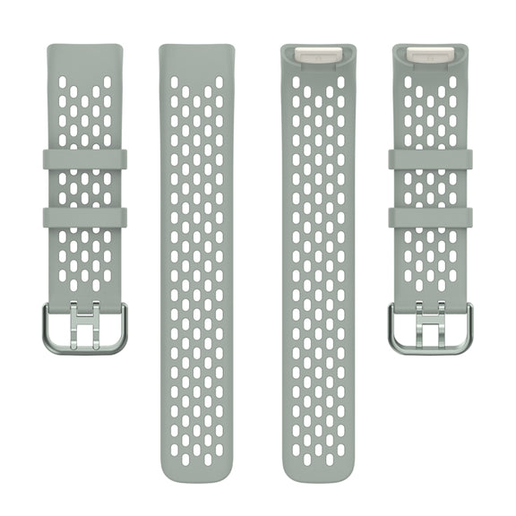 For Fitbit Charge 6 Solid Color Breathable Sports Silicone Watch Band(Gray)