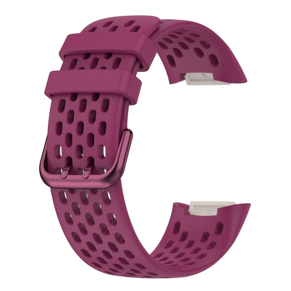 For Fitbit Charge 6 Solid Color Breathable Sports Silicone Watch Band(Wine Red)
