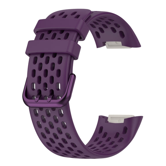 For Fitbit Charge 6 Solid Color Breathable Sports Silicone Watch Band(Dark Purple)