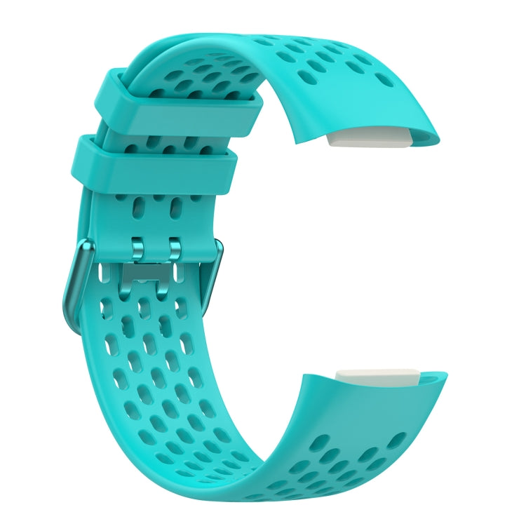 For Fitbit Charge 6 Solid Color Breathable Sports Silicone Watch Band(Teal Green)