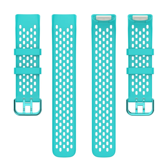 For Fitbit Charge 6 Solid Color Breathable Sports Silicone Watch Band(Teal Green)