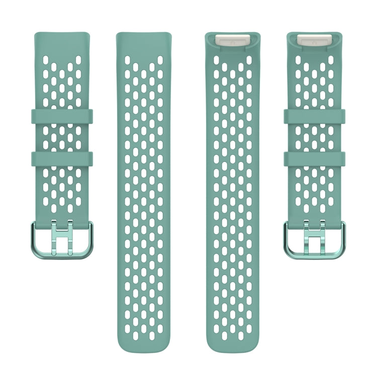 For Fitbit Charge 6 Solid Color Breathable Sports Silicone Watch Band(Pine Green)