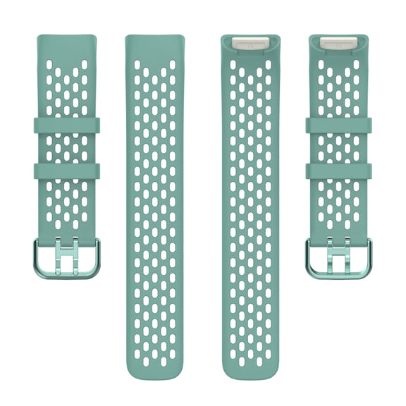 For Fitbit Charge 6 Solid Color Breathable Sports Silicone Watch Band(Pine Green)
