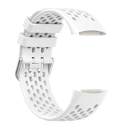 For Fitbit Charge 5 Solid Color Breathable Sports Silicone Watch Band(White)
