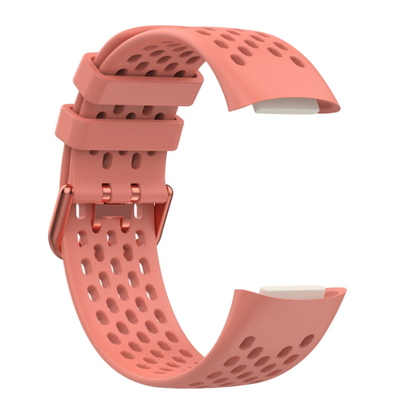 For Fitbit Charge 5 Solid Color Breathable Sports Silicone Watch Band(Pink)