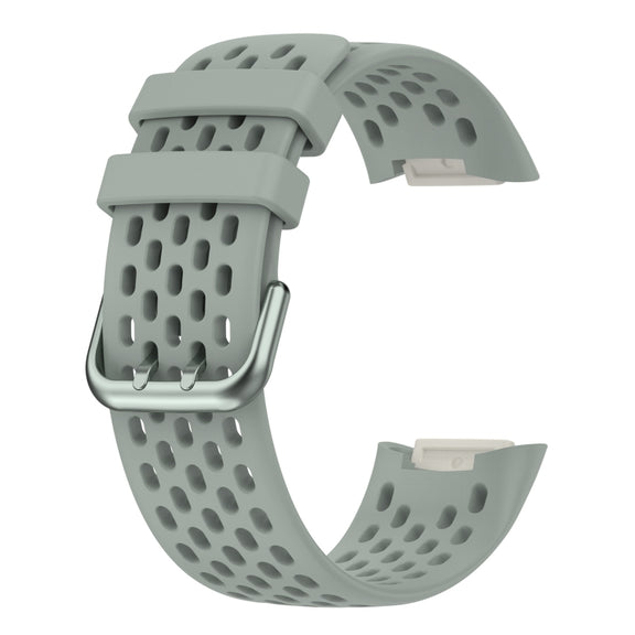 For Fitbit Charge 5 Solid Color Breathable Sports Silicone Watch Band(Gray)