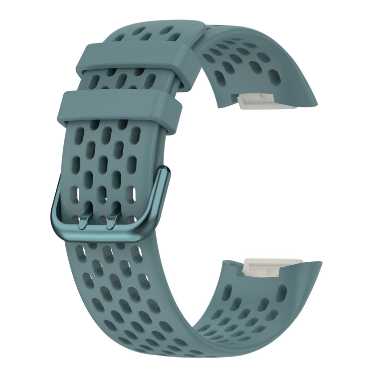 For Fitbit Charge 5 Solid Color Breathable Sports Silicone Watch Band(Blue)