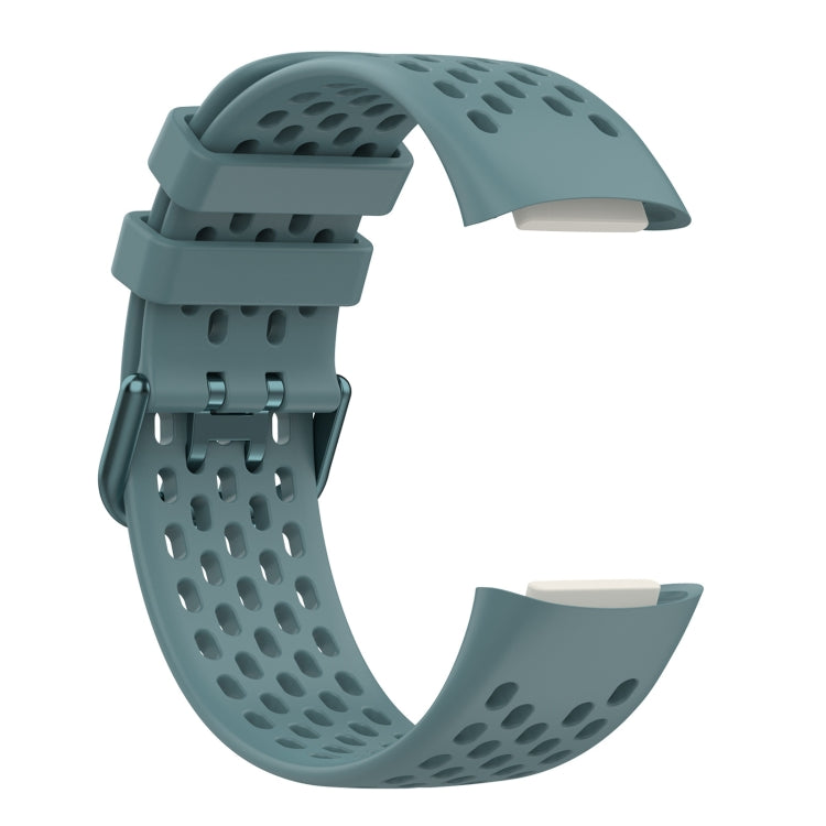 For Fitbit Charge 5 Solid Color Breathable Sports Silicone Watch Band(Blue)