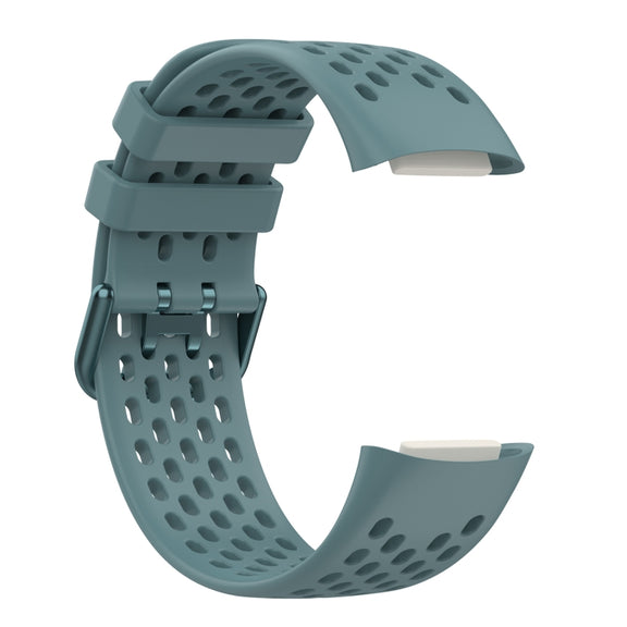For Fitbit Charge 5 Solid Color Breathable Sports Silicone Watch Band(Blue)