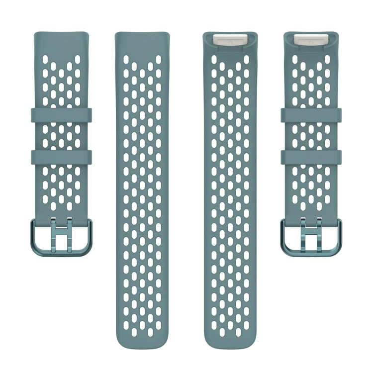 For Fitbit Charge 5 Solid Color Breathable Sports Silicone Watch Band(Blue)
