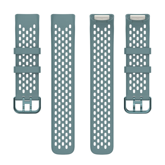 For Fitbit Charge 5 Solid Color Breathable Sports Silicone Watch Band(Blue)
