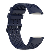 For Fitbit Charge 5 Solid Color Breathable Sports Silicone Watch Band(Dark Blue)