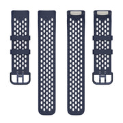 For Fitbit Charge 5 Solid Color Breathable Sports Silicone Watch Band(Dark Blue)