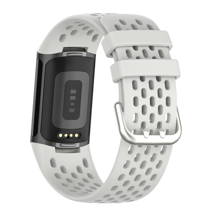 For Fitbit Charge 5 Solid Color Breathable Sports Silicone Watch Band(Starlight Color)