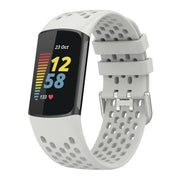 For Fitbit Charge 5 Solid Color Breathable Sports Silicone Watch Band(Starlight Color)