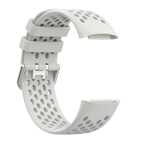 For Fitbit Charge 5 Solid Color Breathable Sports Silicone Watch Band(Starlight Color)
