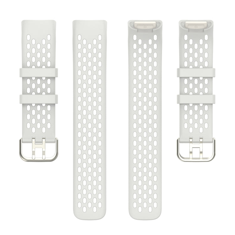 For Fitbit Charge 5 Solid Color Breathable Sports Silicone Watch Band(Starlight Color)