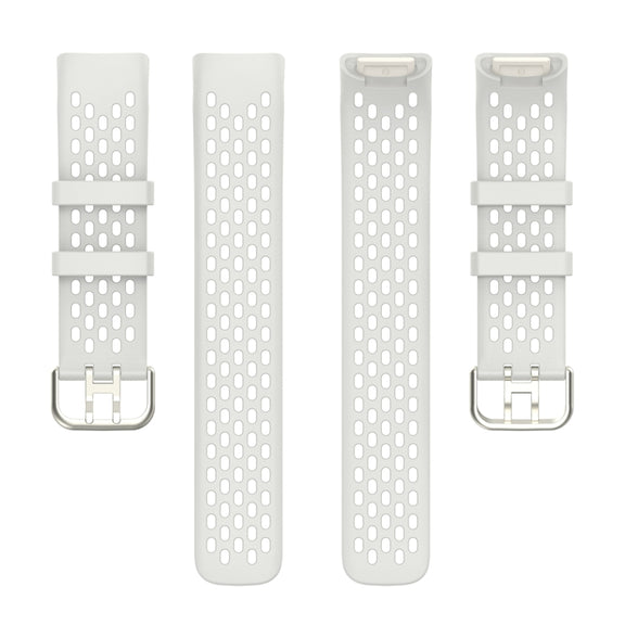 For Fitbit Charge 5 Solid Color Breathable Sports Silicone Watch Band(Starlight Color)