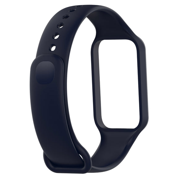 For Xiaomi Mi Band 8 Active Solid Color Integrated Silicone Watch Band(Dark Blue)