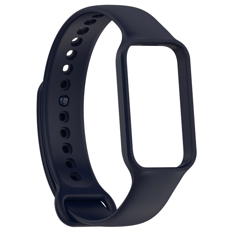 For Xiaomi Mi Band 8 Active Solid Color Integrated Silicone Watch Band(Dark Blue)