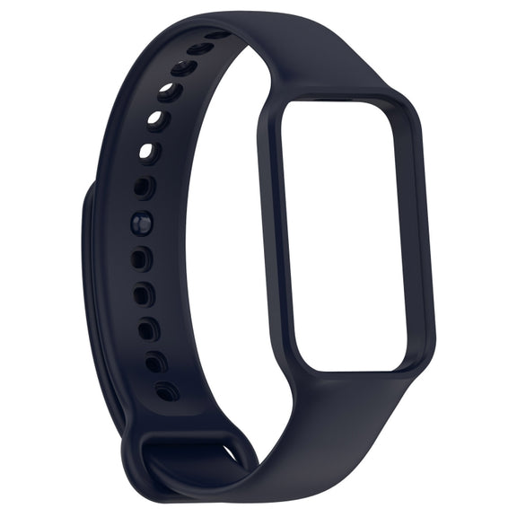 For Xiaomi Mi Band 8 Active Solid Color Integrated Silicone Watch Band(Dark Blue)