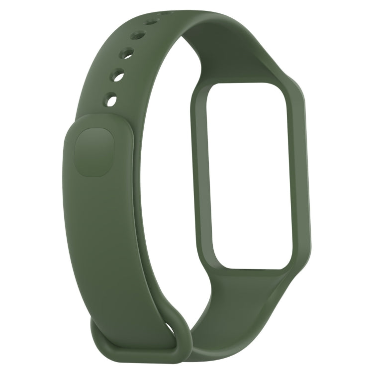 For Xiaomi Mi Band 8 Active Solid Color Integrated Silicone Watch Band(Army Green)