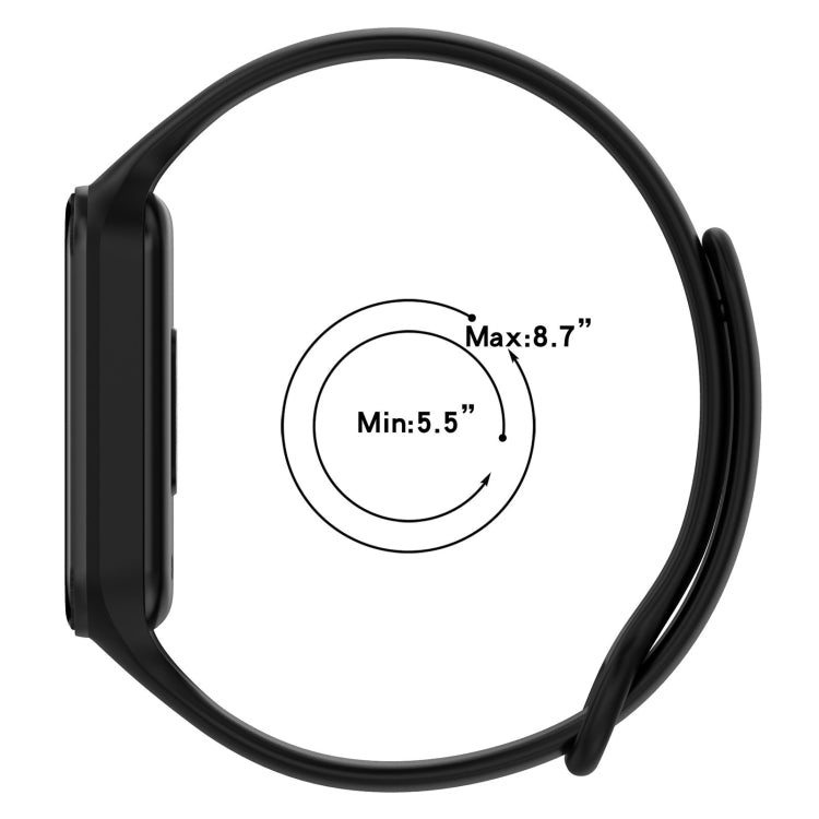 For Xiaomi Mi Band 8 Active Solid Color Integrated Silicone Watch Band(Black)