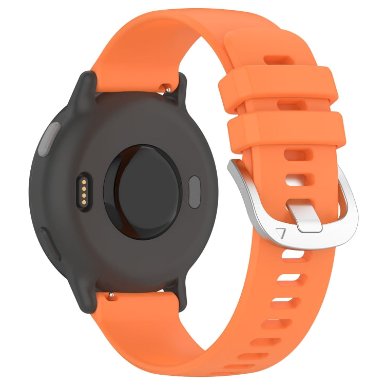 For Garmin Active5 Liquid Glossy Silver Buckle Silicone Watch Band(Orange)