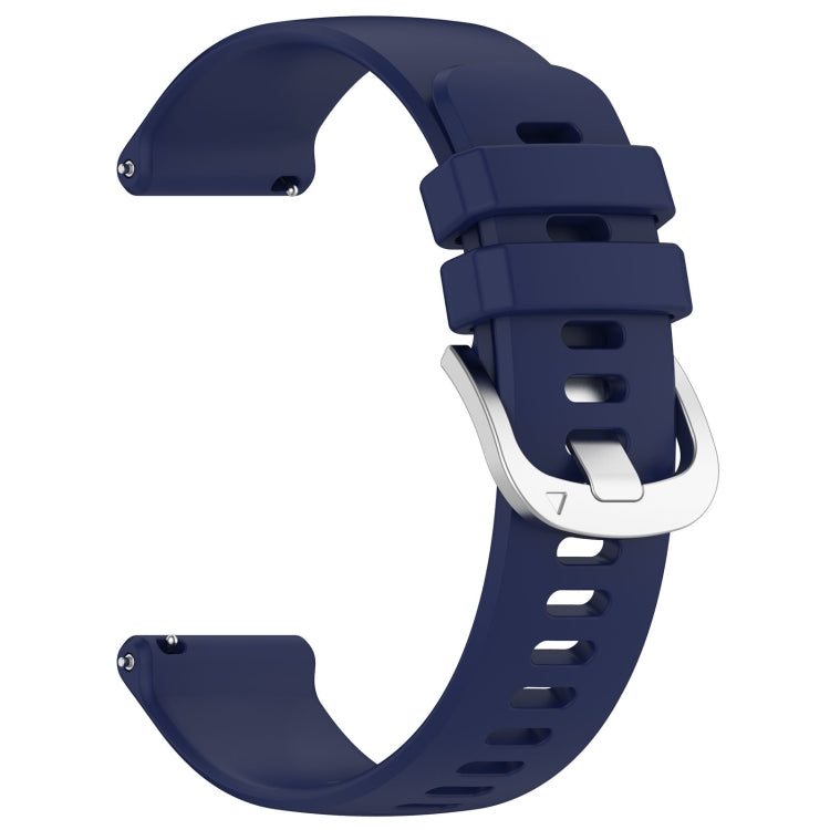 For Garmin Active5 Liquid Glossy Silver Buckle Silicone Watch Band(Dark Blue)