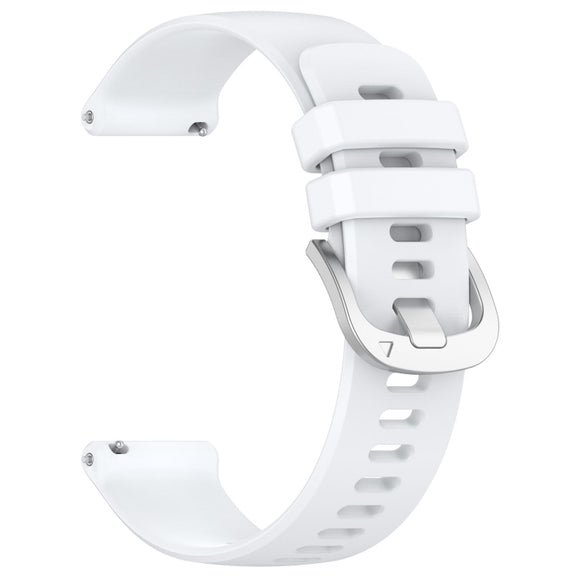 For Garmin Active5 Liquid Glossy Silver Buckle Silicone Watch Band(White)