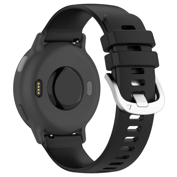 For Garmin Venu 2 Plus Liquid Glossy Silver Buckle Silicone Watch Band(Black)