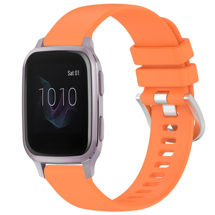 For Garmin Venu / Venu SQ Liquid Glossy Silver Buckle Silicone Watch Band(Orange)