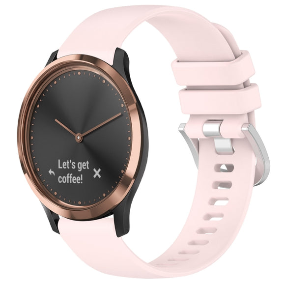 For Garmin Vivomove HR Sport Liquid Glossy Silver Buckle Silicone Watch Band(Pink)