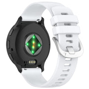 For Garmin Venu 2S Liquid Glossy Silver Buckle Silicone Watch Band(White)