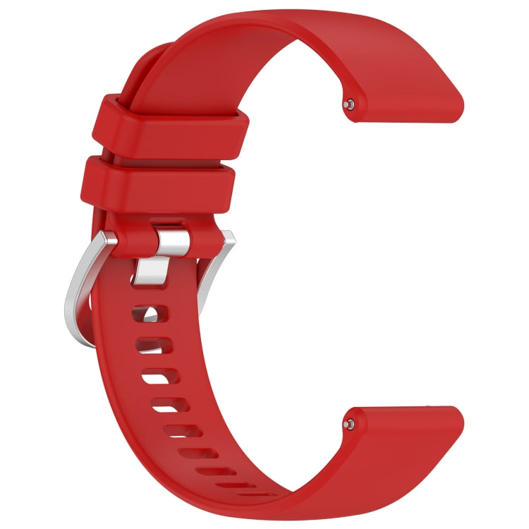 For Garmin Vivoactive 4S Liquid Glossy Silver Buckle Silicone Watch Band(Red)