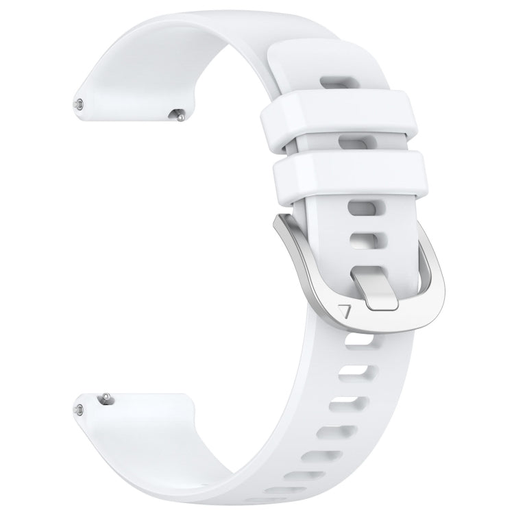 For Garmin Vivoactive 4S Liquid Glossy Silver Buckle Silicone Watch Band(White)