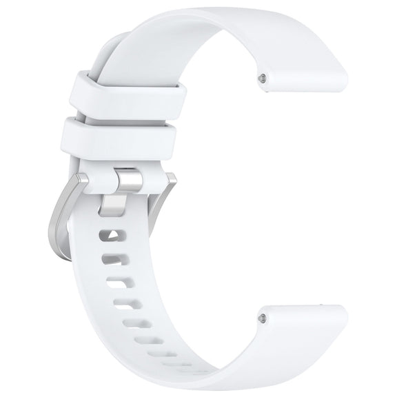 For Garmin Vivoactive 4S Liquid Glossy Silver Buckle Silicone Watch Band(White)
