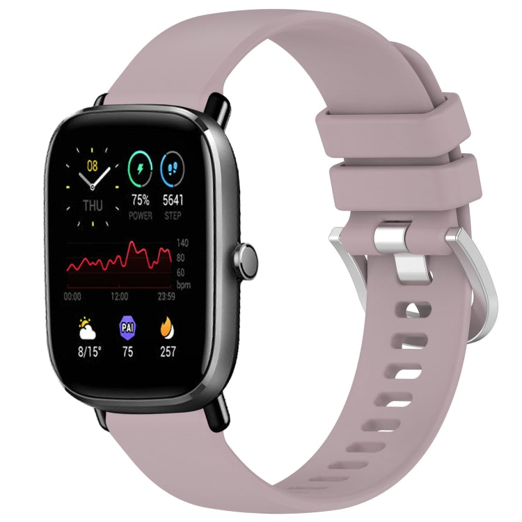 For Amazfit GTS4 Mini 20mm Liquid Glossy Silver Buckle Silicone Watch Band(Purple)