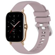 For Amazfit GTS 2e / GTS 2 Mini / GTS 2 20mm Liquid Glossy Silver Buckle Silicone Watch Band(Purple)