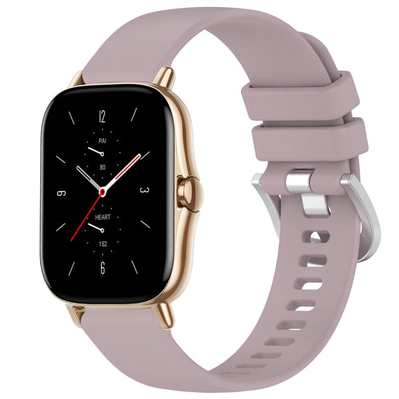 For Amazfit GTS 2e / GTS 2 Mini / GTS 2 20mm Liquid Glossy Silver Buckle Silicone Watch Band(Purple)