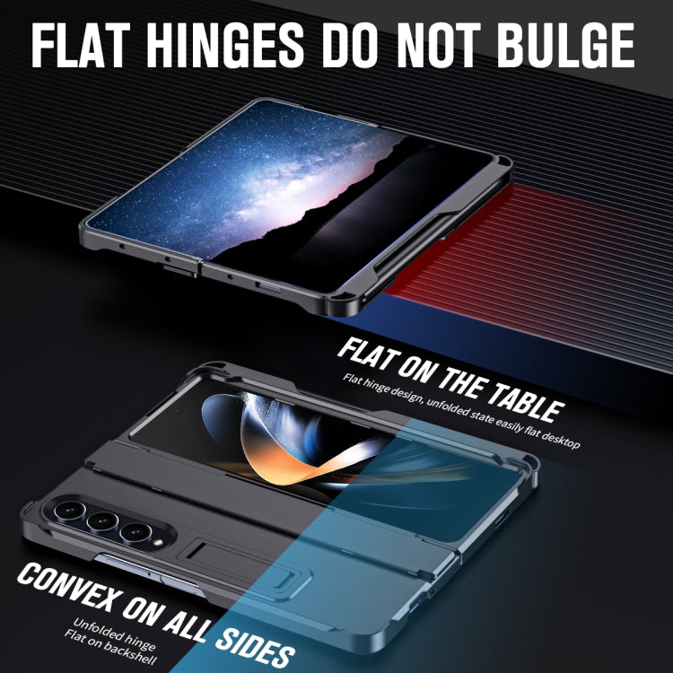 For Samsung Galaxy Z Fold4 Diamond Case-film Integral Hinge Shockproof Phone Case with Pen(Black)